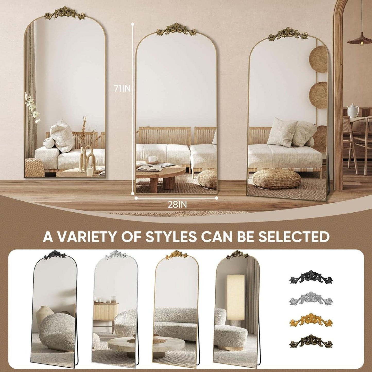 Full Length Floor Mirror 71x28 Inch Bronze For Bedroom