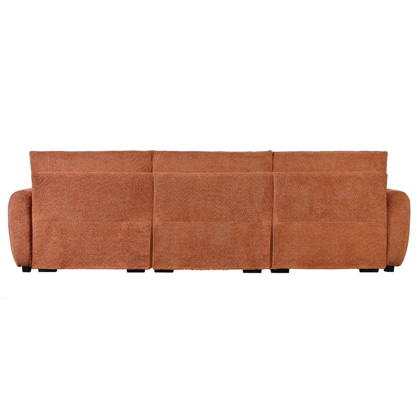Sectional Sofa L-Shape Boucle Orange 4 Seat Ottoman 110 In