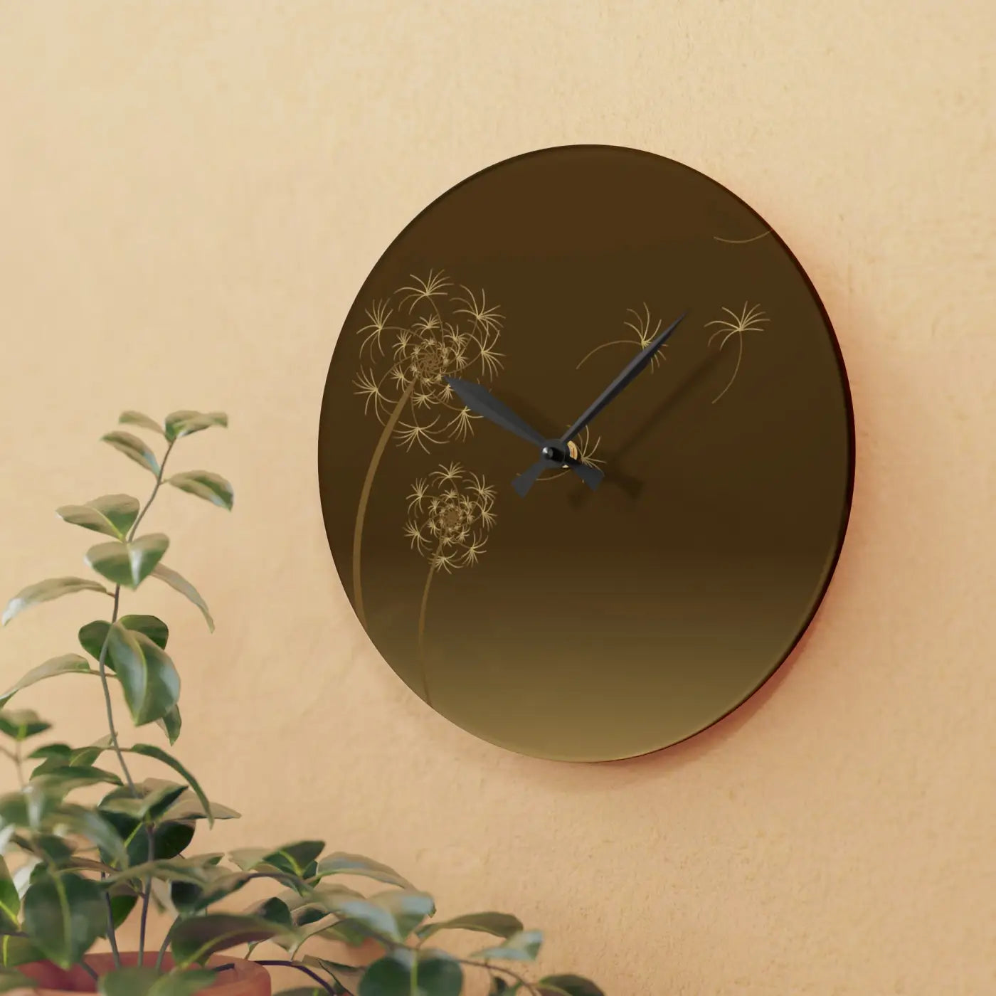 Modern Dandelions Dispersal Wall Clock Acrylic Decor - DipaliZ
