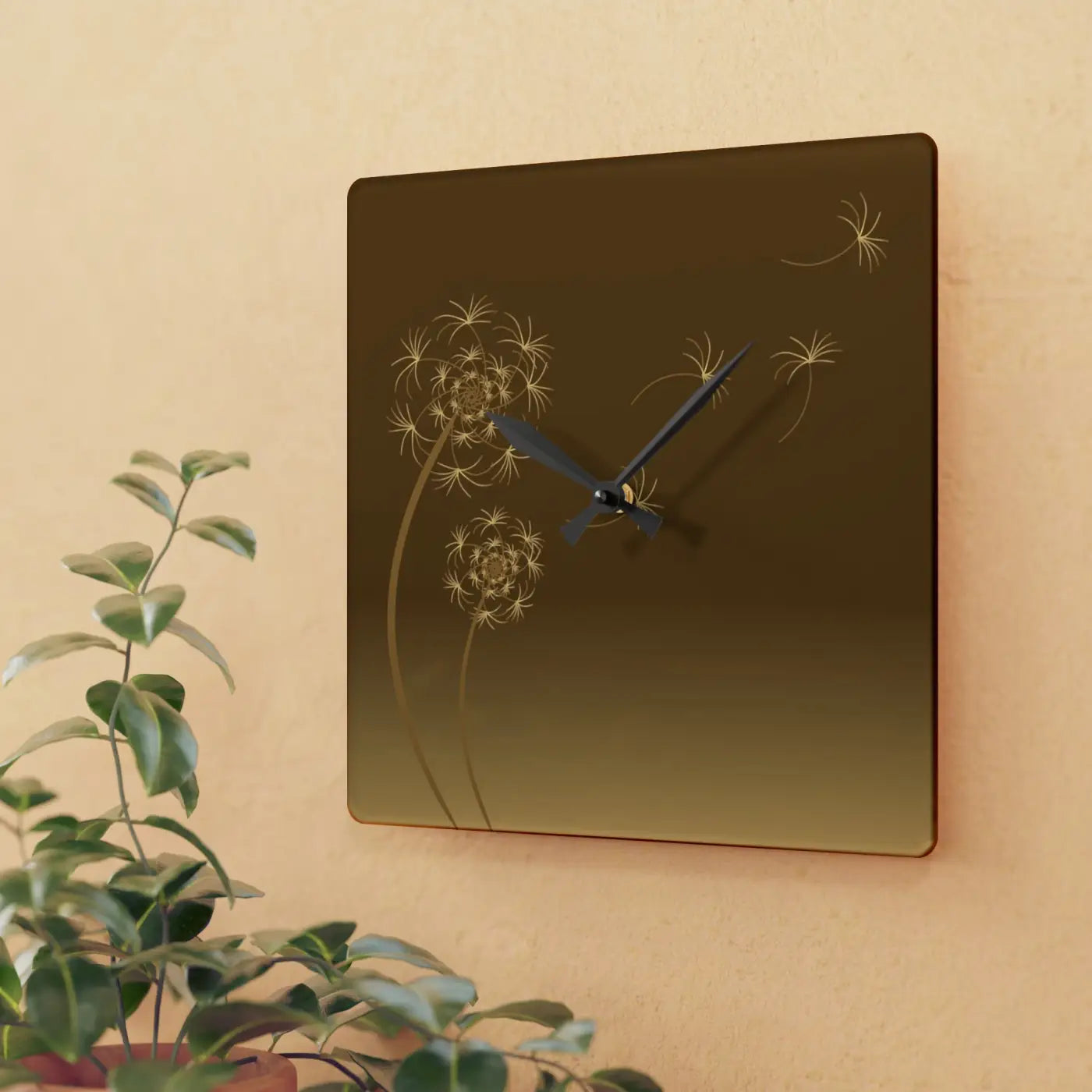 Modern Dandelions Dispersal Wall Clock Acrylic Decor - DipaliZ