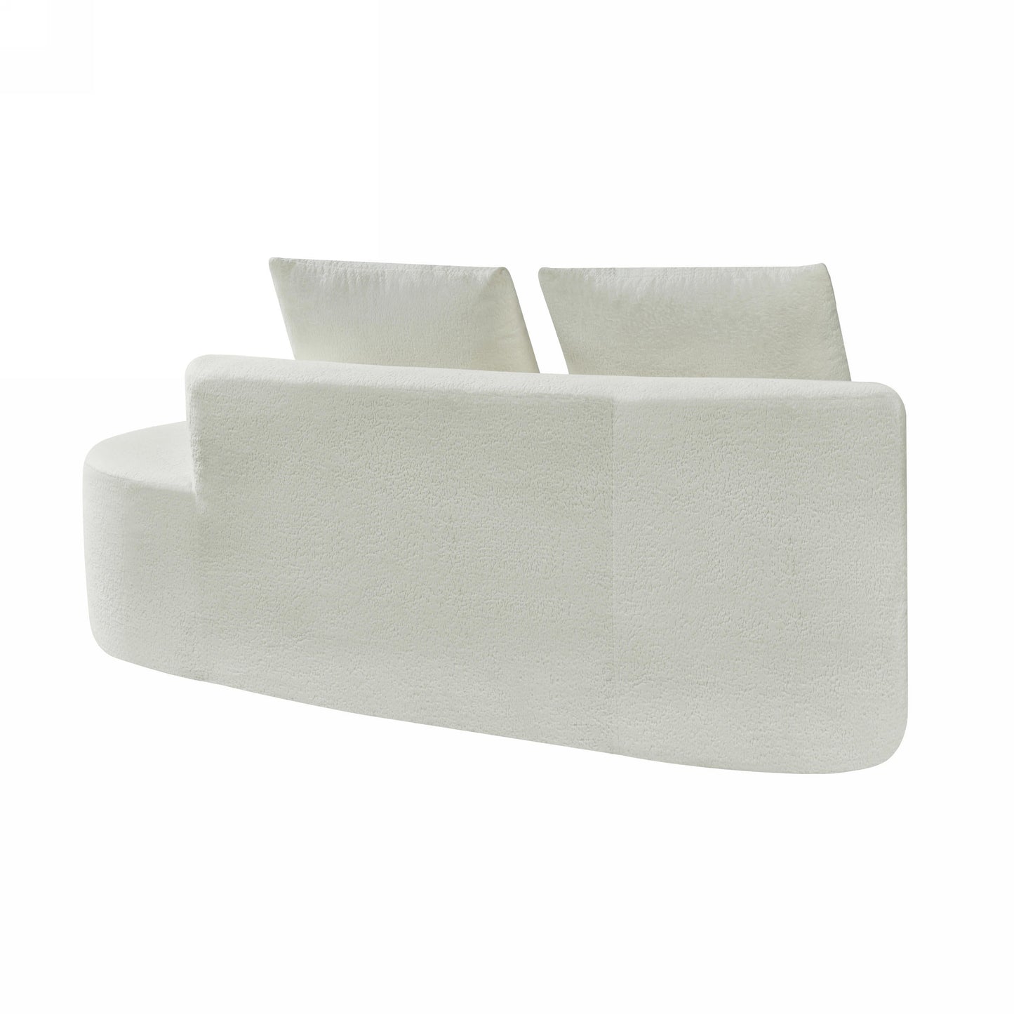 Sectional Sofa Curved Pearl Polyester Beige 3 Seat Right Chaise 116 In