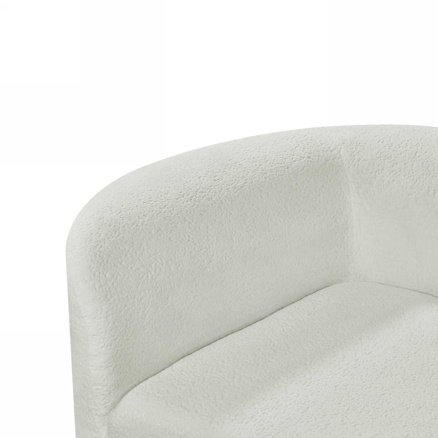 Sectional Sofa Curved Pearl Polyester Beige 3 Seat Right Chaise 116 In