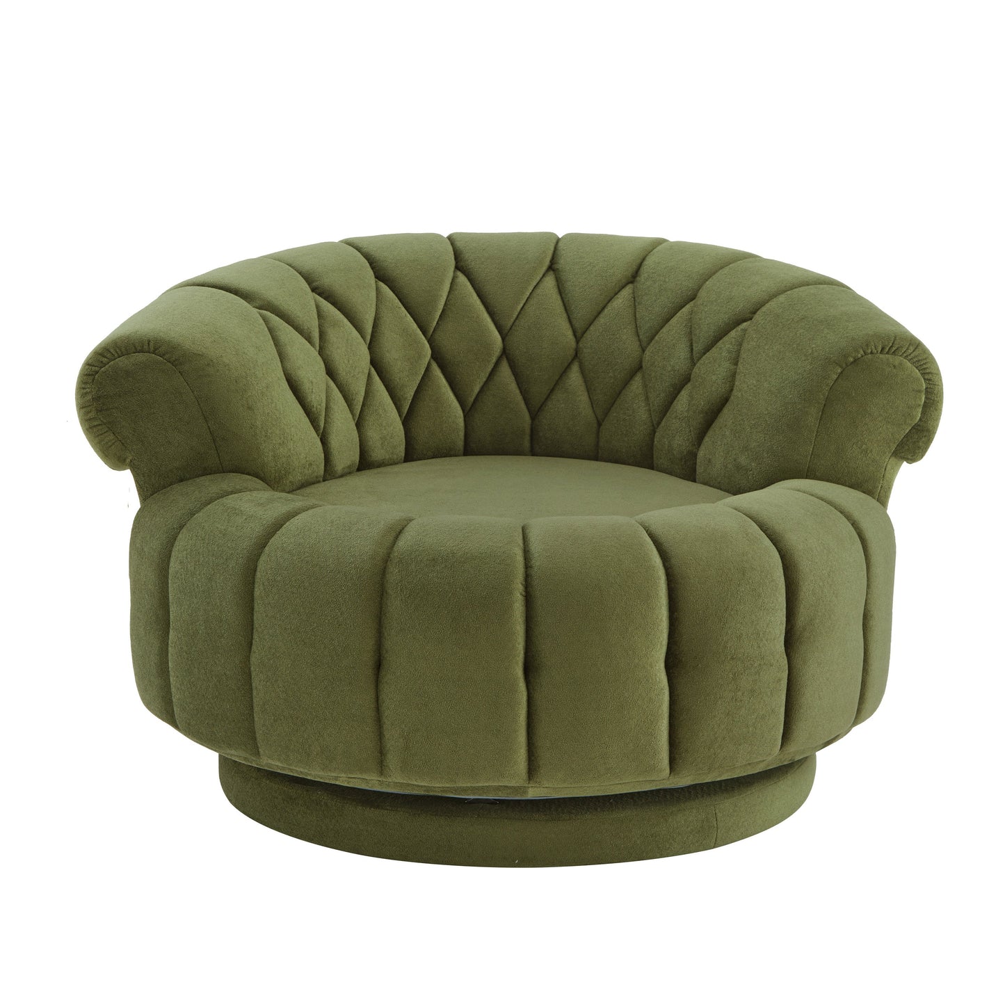 Swivel Accent Chair 360 Degree Chenille Green Oversized Round 45.9x42.7 In