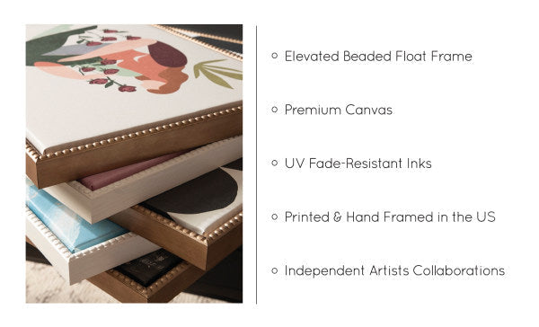 Sylvie Simple Modern Linocut Neutral Lotus Flowers Framed Canvas Art Set by The Creative Bunch Studio