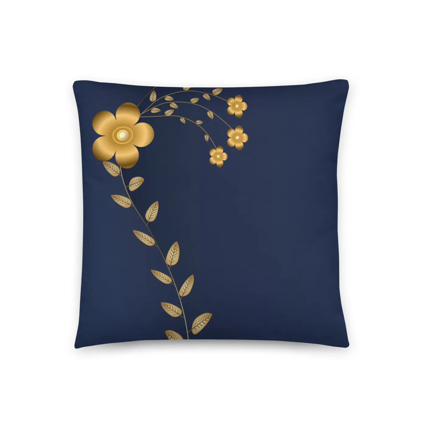 Navy Blue Throw Pillow - Lovely Floral Polyester - DipaliZ