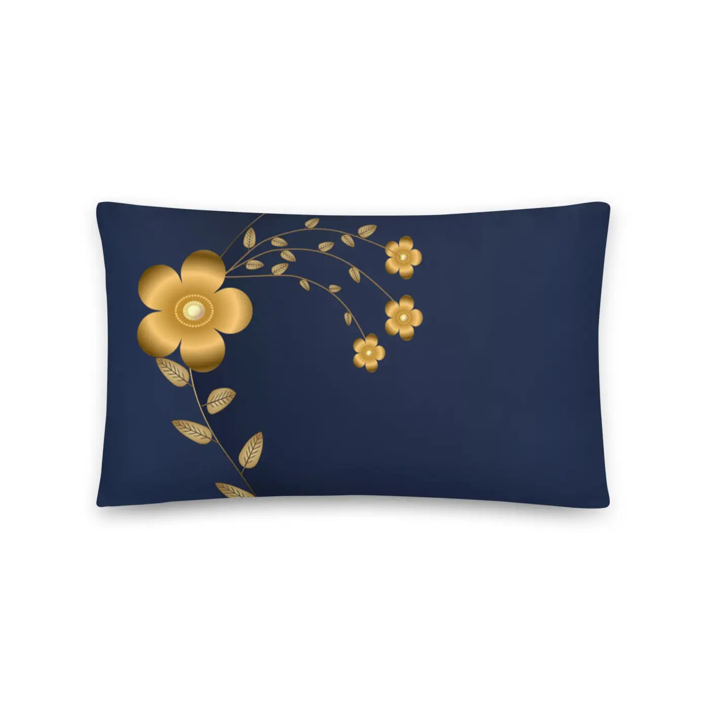 Navy Blue Throw Pillow - Lovely Floral Polyester - DipaliZ