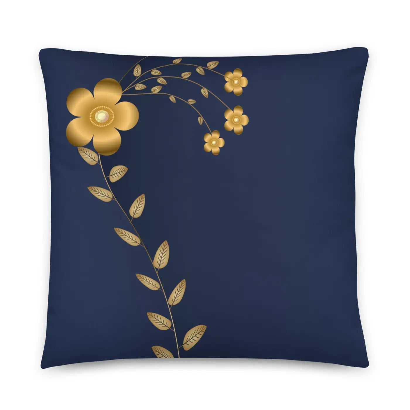 Navy Blue Throw Pillow - Lovely Floral Polyester - DipaliZ