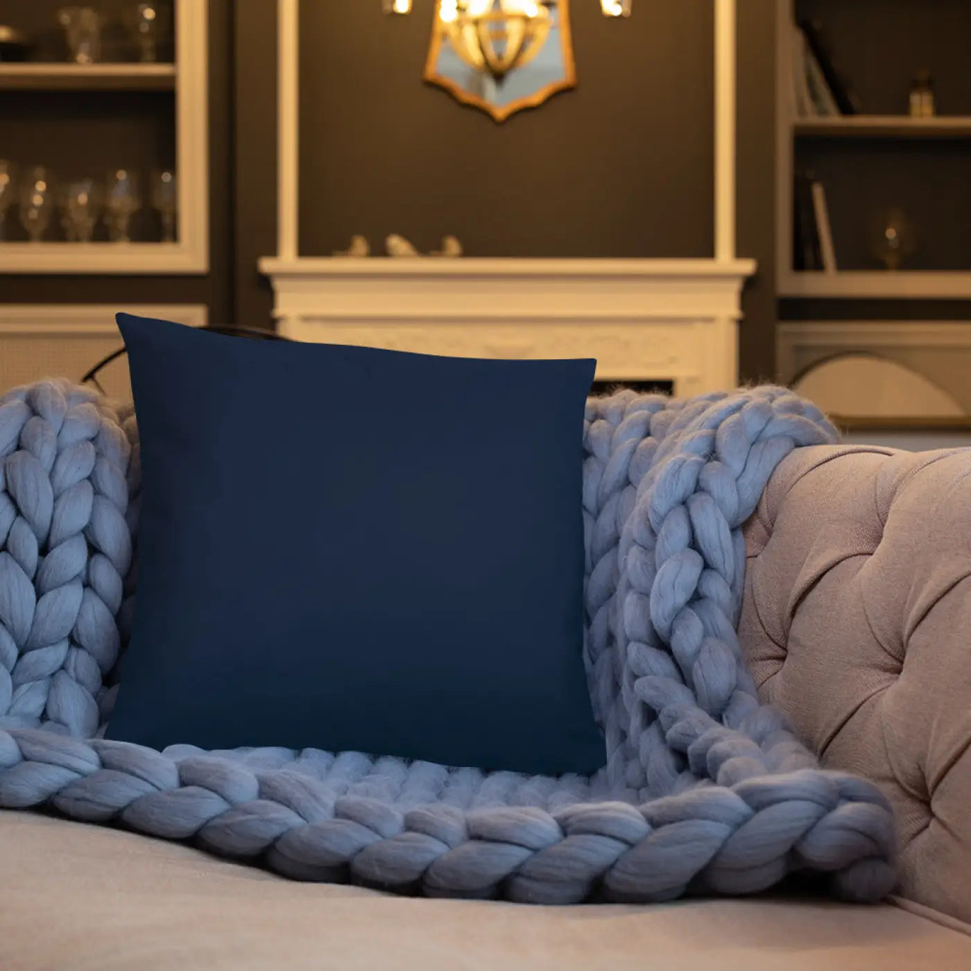 Navy Blue Throw Pillow - Lovely Floral Polyester - DipaliZ