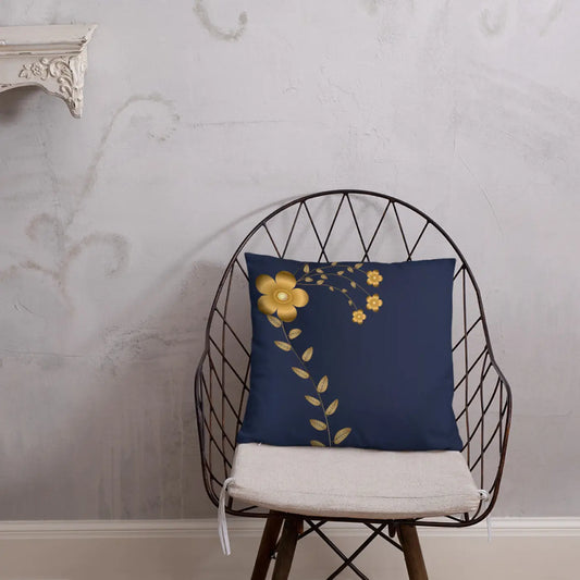 Navy Blue Throw Pillow - Lovely Floral Polyester - DipaliZ
