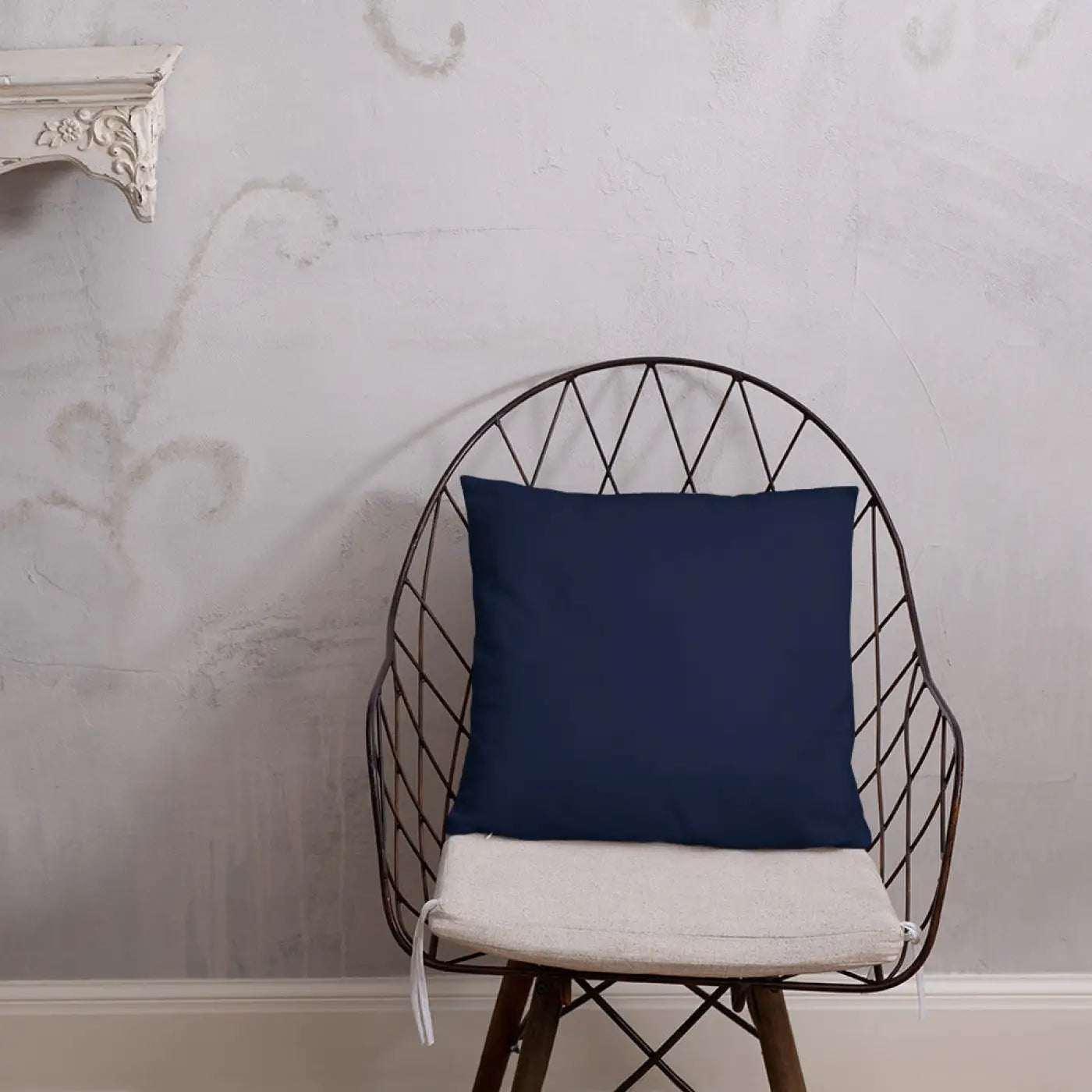 Navy Blue Throw Pillow - Lovely Floral Polyester - DipaliZ