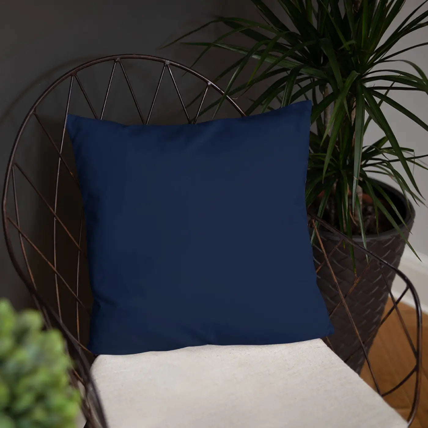 Navy Blue Throw Pillow - Lovely Floral Polyester - DipaliZ