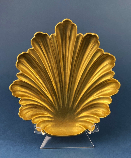 Vintage Brass Shell Bowl, Gold Trinket Dish, Old Hollywood Decor