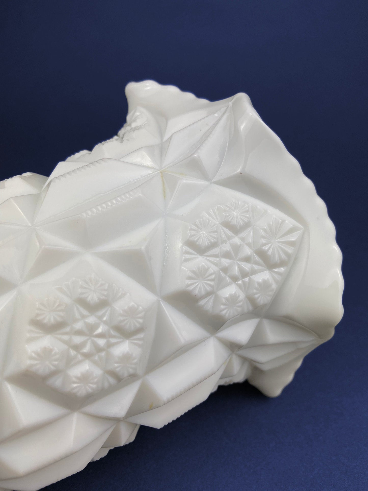 Vintage Westmoreland Milk Glass Vase: Block and Star Quilt Design