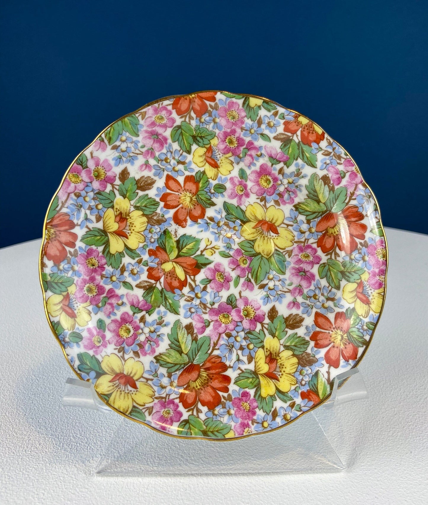 Vintage Tuscan Cup and Saucer: Hand-Painted Floral Tea Set