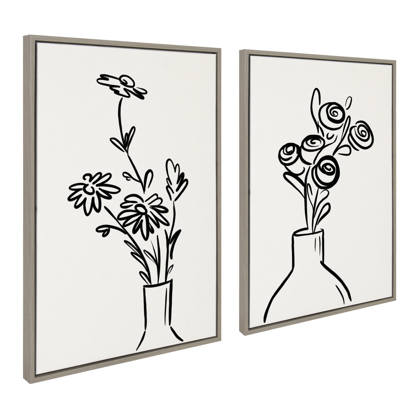 Sylvie Still Life Flowers in Vase Framed Canvas Set by The Creative Bunch Studio