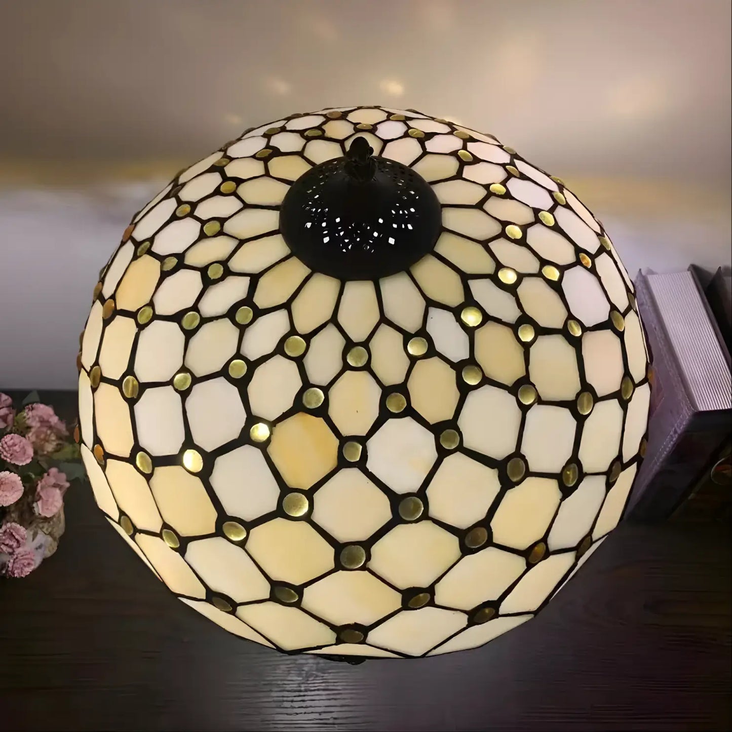 Jewel Design Small Tiffany-Inspired Lamp