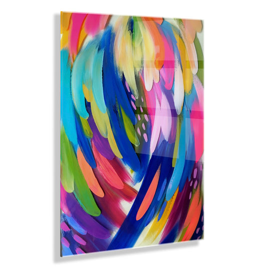 Bright Brush Strokes Floating Acrylic Art by Jessi Raulet of Ettavee