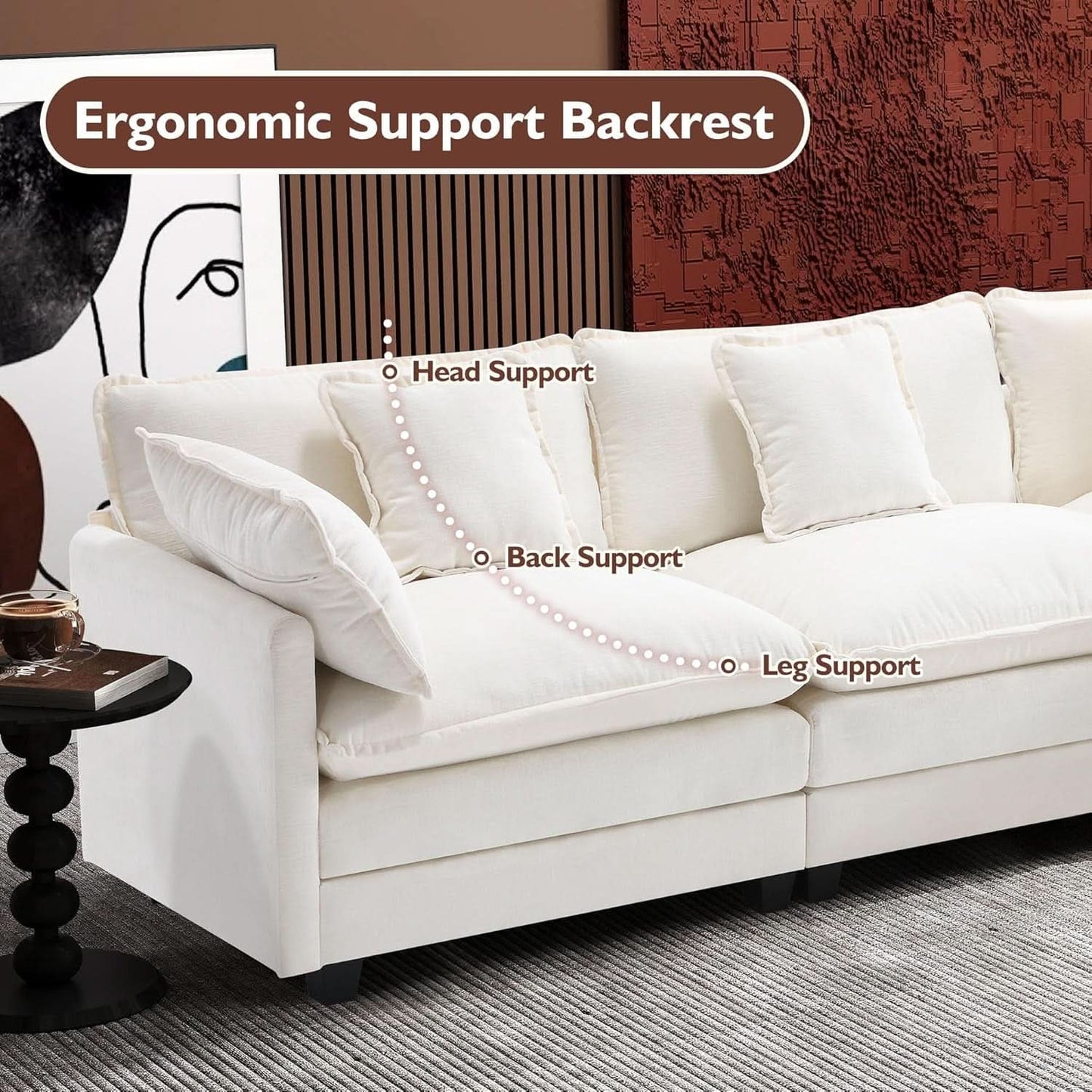 Modern L Shaped Cloud Sofa with Ottoman for Comfort