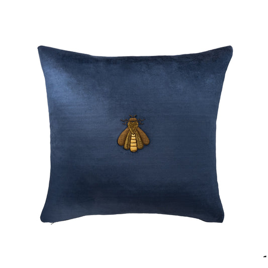 Navy Bee Silk Velvet Throw Pillow Cover 20 X 20