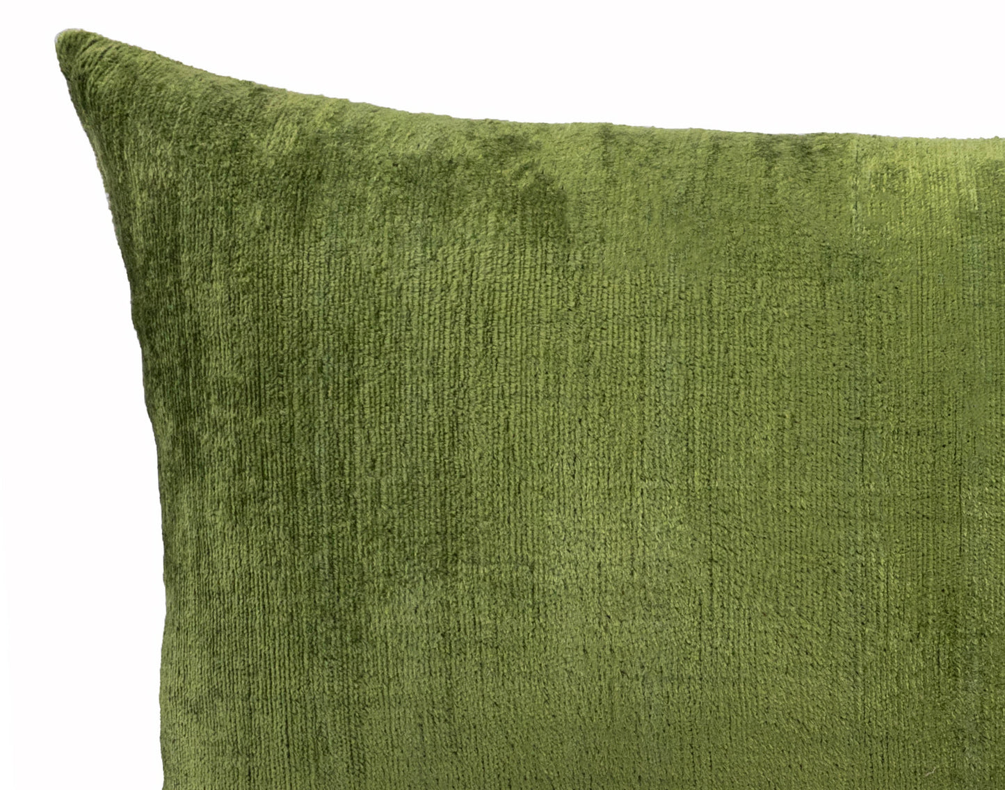 Olive Green Silk Velvet Ikat Pillow Cover 16 X 24