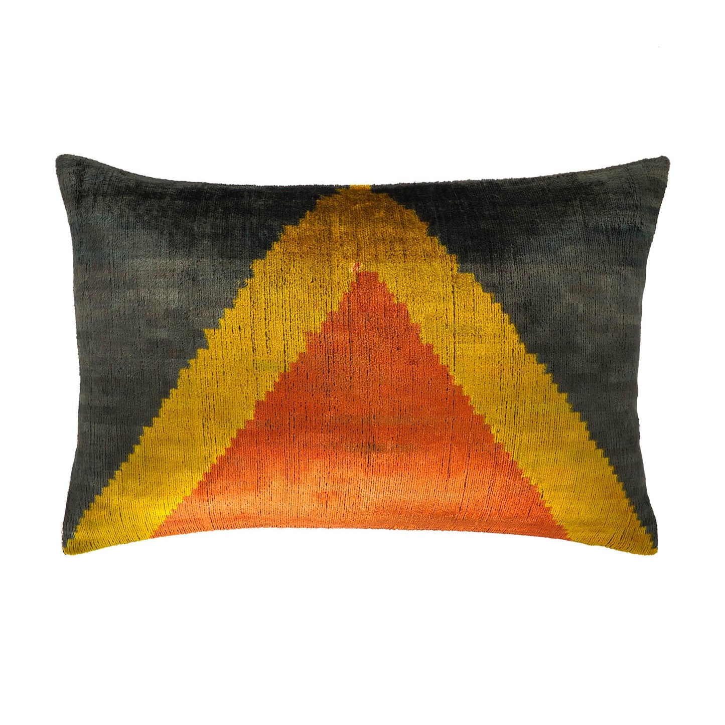 Pyramid Silk Velvet Ikat Throw Pillow Cover 16 X 24