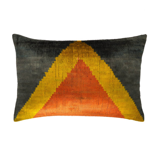 Pyramid Silk Velvet Ikat Throw Pillow Cover 16 X 24