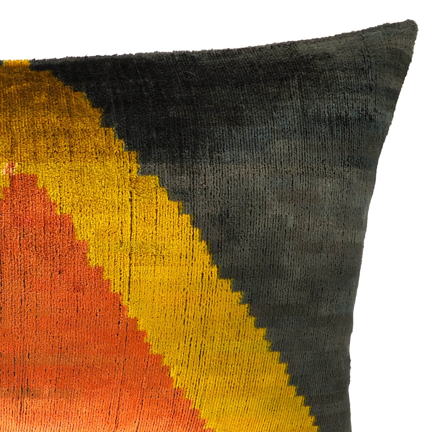 Pyramid Silk Velvet Ikat Throw Pillow Cover 16 X 24