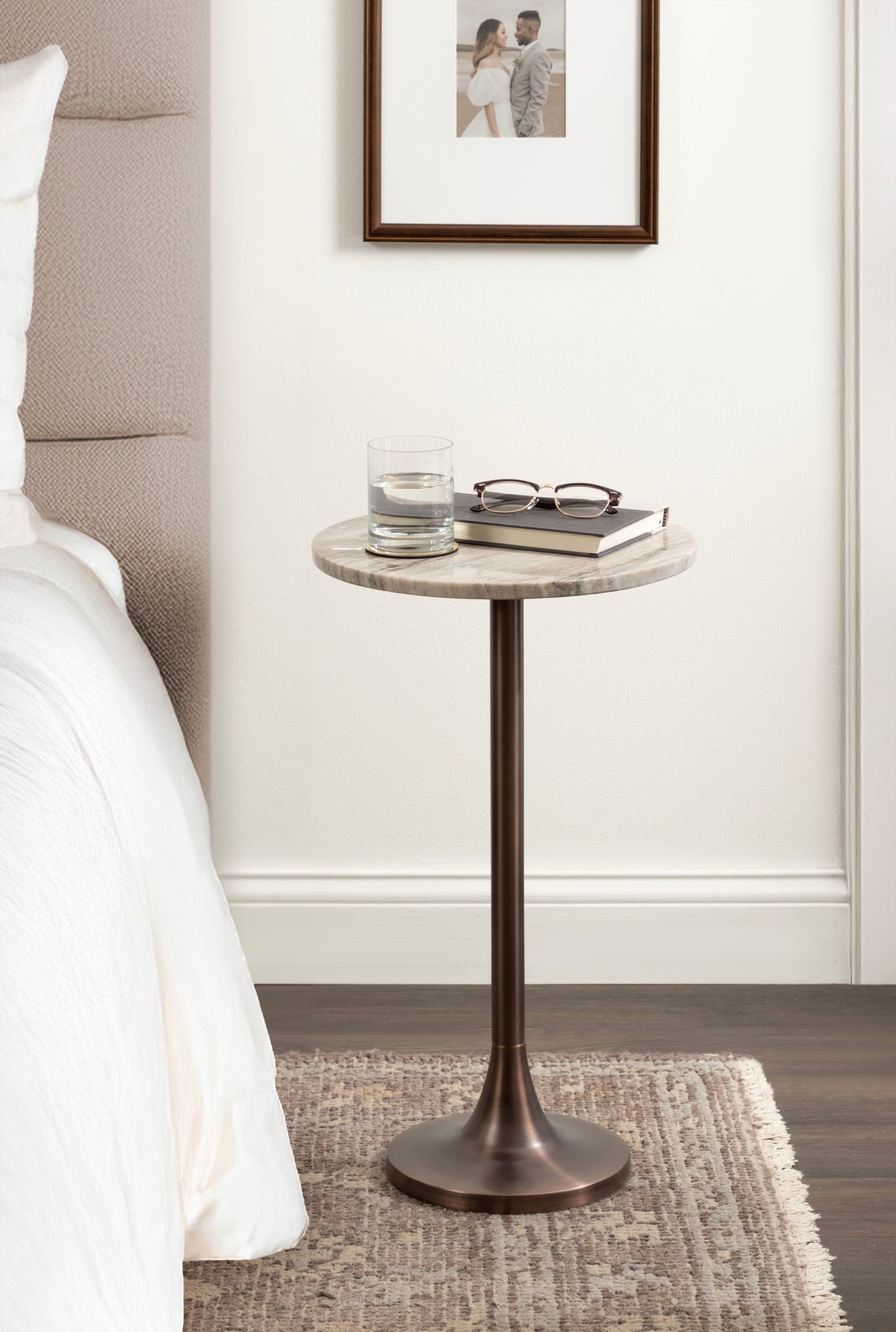 Baronet Round Marble and Metal Table