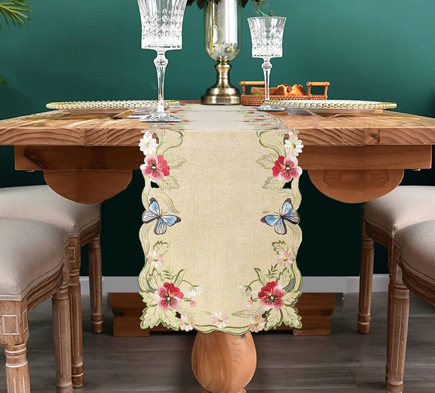 Sandy Dune – Beige Table Runner, Maliana Collection Elegant Dining Table Décor 14*108 inch