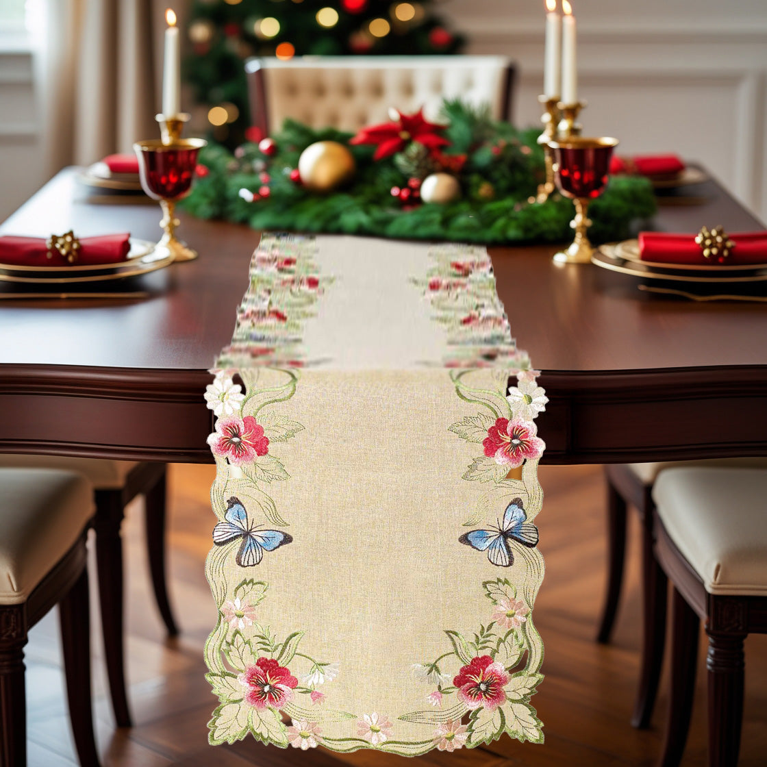 Sandy Dune – Beige Table Runner, Maliana Collection Elegant Dining Table Décor 14*108 inch