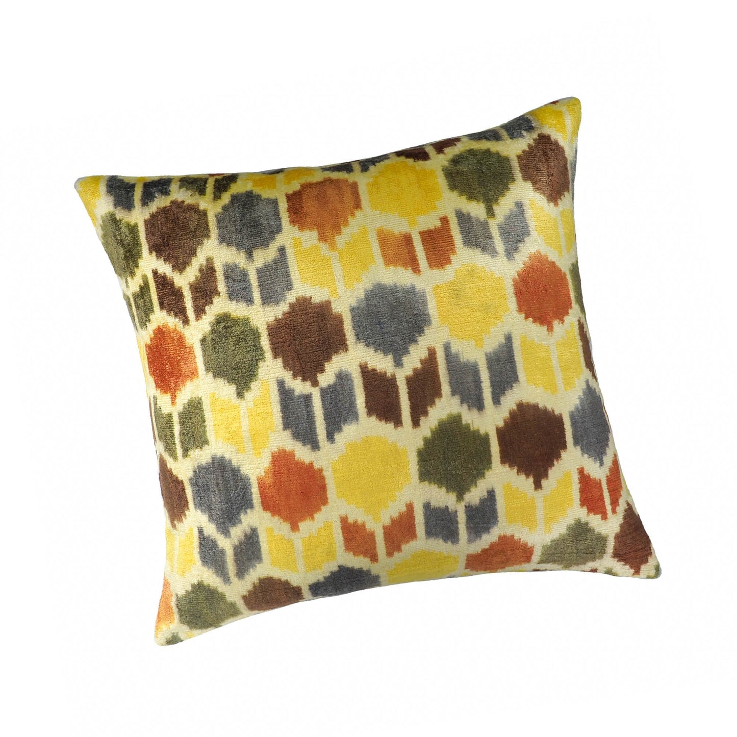 Tulips Silk Velvet Ikat Throw Pillow Cover 20 X 20