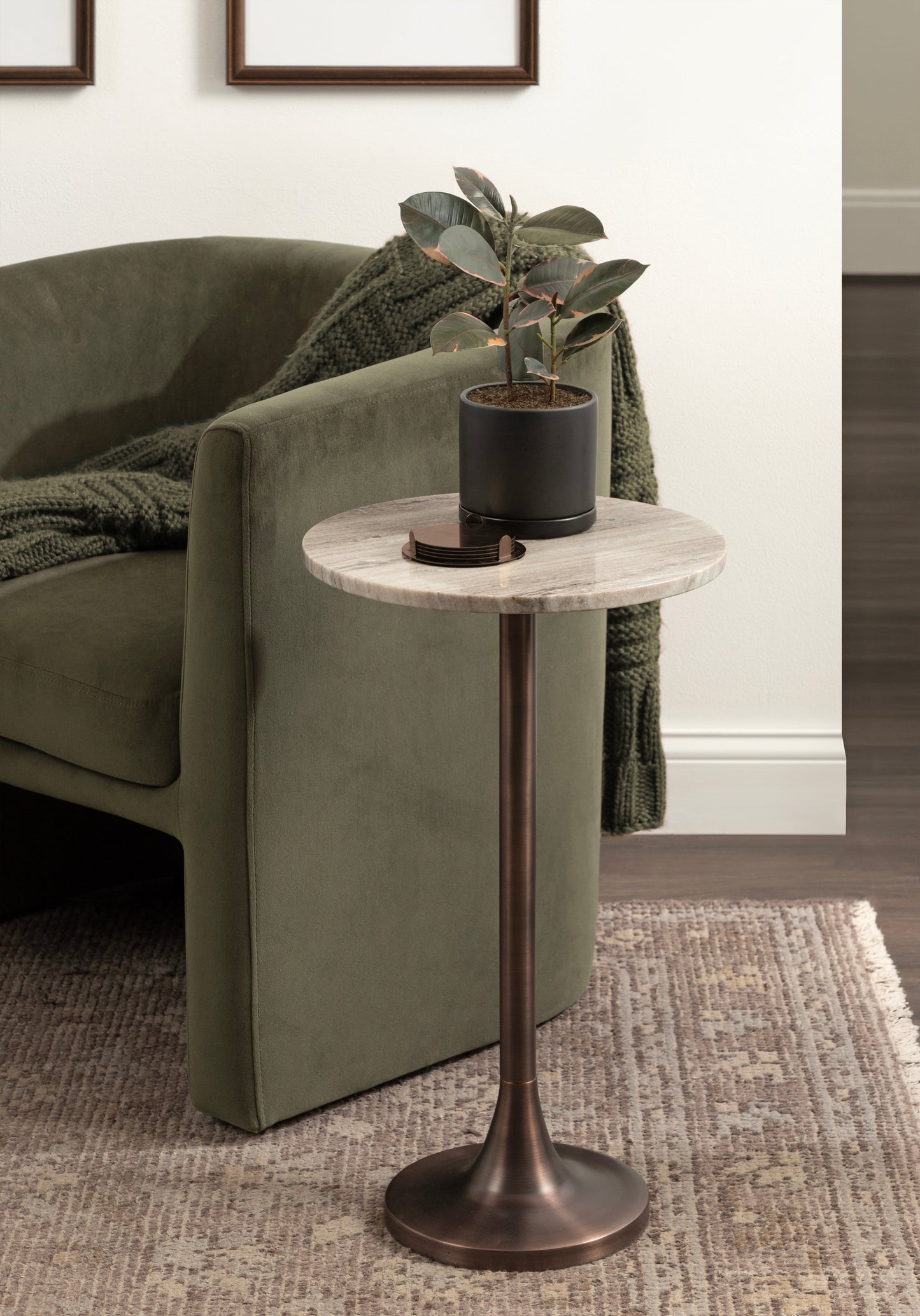 Baronet Round Marble and Metal Table